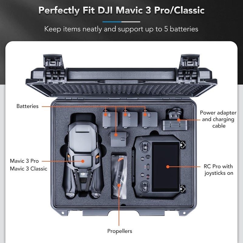 Lykus Titan M350 Waterproof Hard Case for DJI Mavic 3 Pro/Classic, RC Pro and DJI RC Simultaneously, Support RC Lanyard [CASE ONLY] - Image 2